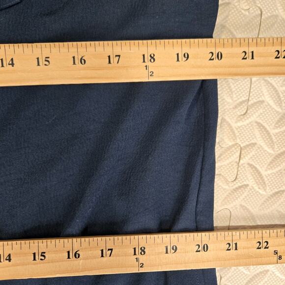 APC Shirt Dress Womens Large Tie Neck Marine Blue French Designer Minimalist - Picture 10 of 13